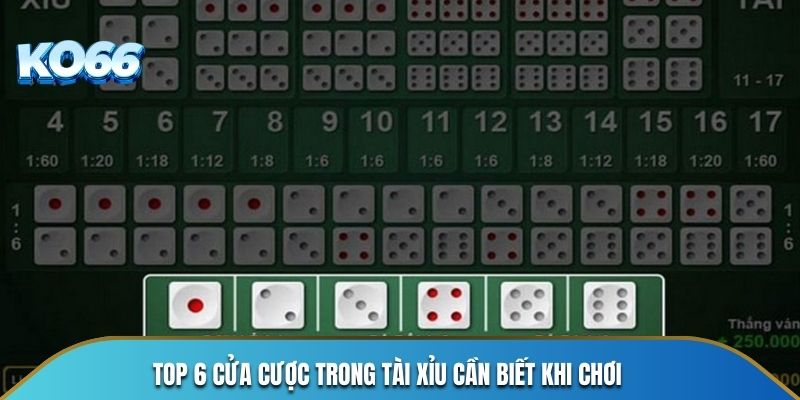 Top 6 cửa cược trong tài xỉu cần biết khi chơi